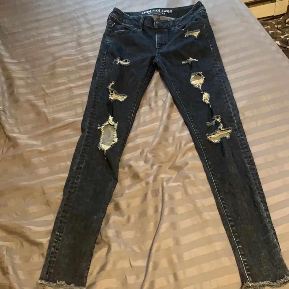 American Eagle dark wash ripped skinny jeans